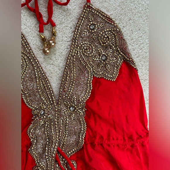 Red Manish Vaid Beach Dress - Picture 4 of 7